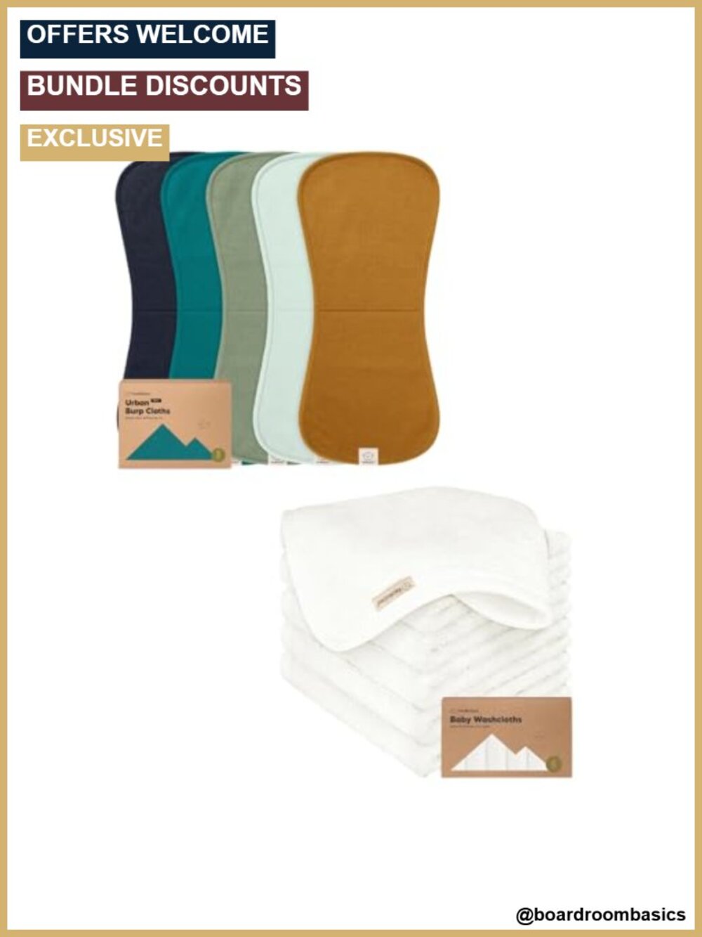 KeaBabies 5-Pack Burp Cloths & Washcloths for Newborns